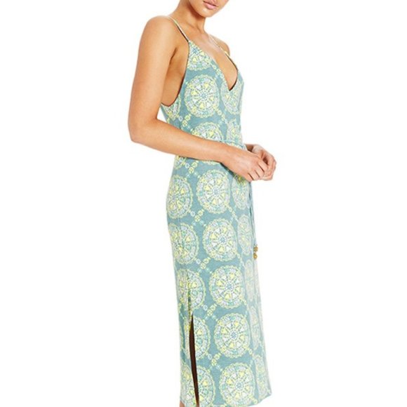 TIGERLILY Hungarian Aegean Turquoise Green Stretch Slip Midi Dress RRP$170 - Picture 7 of 11